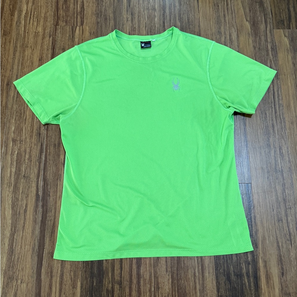 Spyder T-Shirt Green Men's XXL Mesh Short Sleeve Activewear Performance
